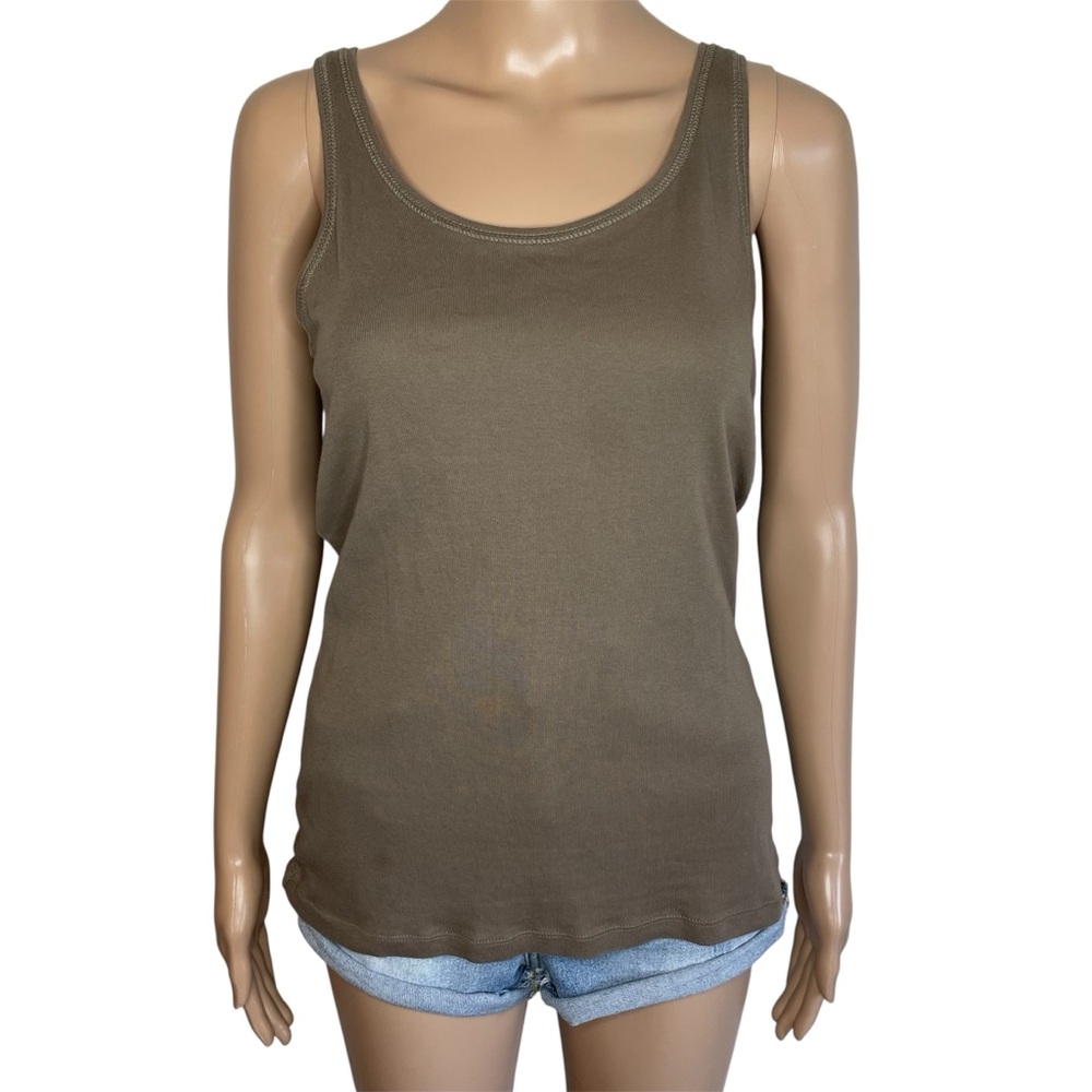 LOFT Solid Brown Basic Crewneck Pullover Sleeveless Tank Top
